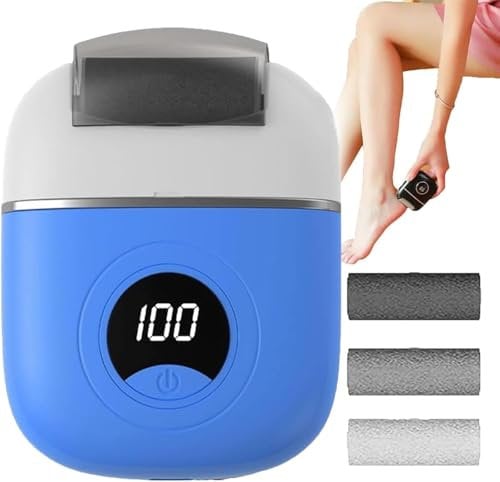 Electric Foot File, Professional Electric Foot Callus Remover, USB Rechargeable Waterproof Hard Skin Remover Foot with 3 Rollers 2 Speed, Portable Pedicure Tool for feet Cracked Heels (Blue)
