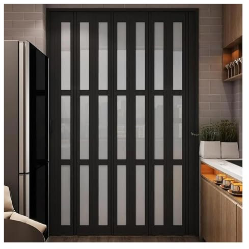 Puerta plegable de acordeón de PVC personalizable para protección de privacidad, ideal para lavanderías y separadores de habitaciones con riel superior de metal duradero