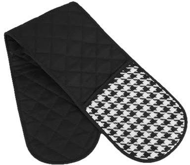 LEBKFT Double-sided Oven Gloves, Heat Resistant Oven Mitts Anti-Slip Black Double Oven Glove for Baking and Grilling Kitchen Gloves Cooking and Oven Safety，Withstand 300°F