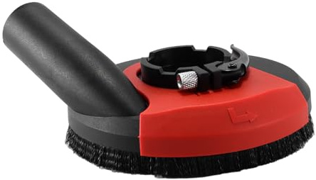 Alide Absaughaube mit Bürstenring für Winkelschleifer. Verstellbare Befestigungsbohrung 40 bis 48 mm. Geeignet für Beton, Stein, Fliesen, Wand, Farbe, Beschichtung.