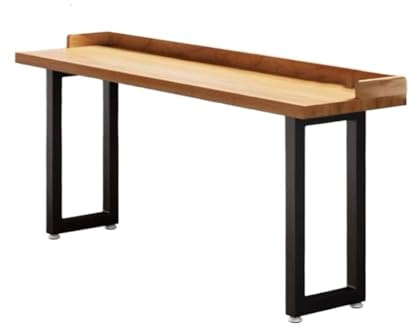 Huangj-0527 Balkontisch Industrieller niedriger Stehtisch mit Spritzschutz und Metallrahmen, Mehrzweck-Langer schmaler Küchen-Esstisch mit Stauraum(180 * 40 * 75cm)