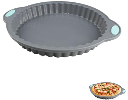 Shuqio Moule à tarte en silicone, 28 cm, réutilisable, antiadhésif | Pour gâteaux, brownies et tartes, flexible, avec poignées, sans BPA, pour four et lave-vaisselle