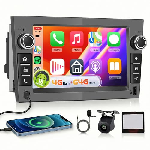 【4+64G】 Hodozzy Carplay Autoradio für Opel Astra Corsa Meriva Zafira mit USB Typ-C Android Autoradio 7 Zoll In-Cell Bildschirm mit Android Auto/WiFi/GPS/RDS/FM/Bluetooth, Grau
