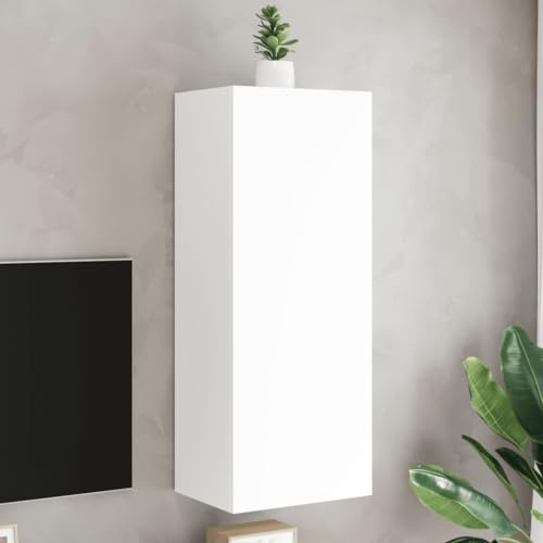 Fengshui Mobile TV sospeso bianco, 102 cm, in legno, 3 scomparti | Montaggio a parete, versatile come comodino, spazio per libri e DVD