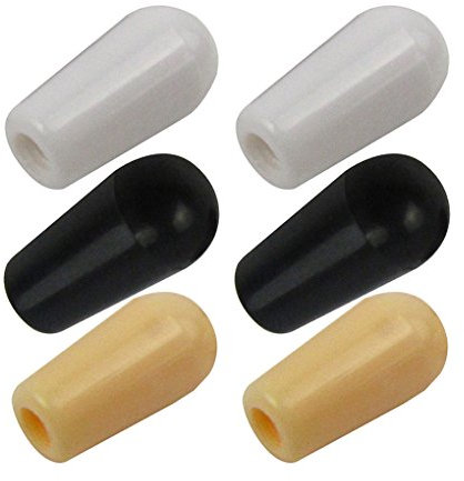 FLEOR Perillas de interruptor de palanca de 3 vías Puntas de interruptor de plástico 4 mm para interruptor de palanca selector de guitarra de pastilla, paquete de 6, colores mezclados