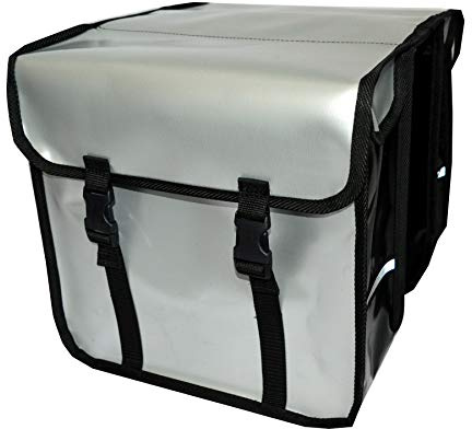 Aves-24 Fahrradtasche Gepäckträgertasche Doppel 28L – wasserdichte PVC Fahrradtasche mit Reflektoren, Verstärktem Boden & Klettverschluss – Robuste Einkaufstasche für Fahrrad Gepäckträger