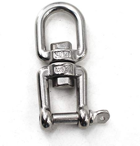 Flomore M12 - Cadena de anclaje de acero inoxidable 304 con grillete giratorio de mandíbula y ojo (paquete de 1)