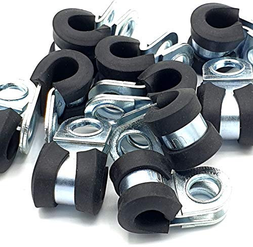 10pcs x 6mm Rubber Lined Cable P-Clips Steel Hose P Clamps
