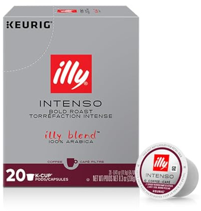 illy Coffee K Cup, Pods for Keurig Machines, Intenso Dark Roast, 100% Arabica, Premium Italian Coffee, 20 Count, 1 Pack
