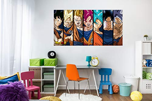 Oedim PVC-Wandbilder, Dragon Ball Super Phases von Goku | Verschiedene Größen | offizielles und originelles Produkt | Leicht, elegant, robust und wirtschaftlich | DBS 100x60cm