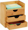 Relaxdays Schreibtisch Organizer, Ablage, 3 Schubladen, für Büroutensilien, Bambus Schubladenbox, HBT: 21x20x13 cm Natur