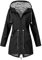 iHENGH Damen Frühling Herbst Mantel bequem Solide Regenjacke Outdoor Jacken mit Kapuze Regenmantel Winddicht Parka Coat