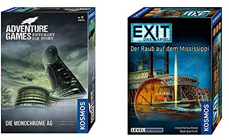 Kosmos 695132 - Adventure Games - Die Monochrome AG. Entdeckt die Story, Kooperatives Gesellschaftsspiel & Das Spiel - Der Raub auf dem Mississippi, Level: Fortgeschrittene, Escape Room Spiel