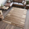 TAPISO Sari Teppich Kurzflor Modern Teppiche Meliert Dunkelbeige Creme Hellbraun Streifen Design Wohnzimmer Schlafzimmer ÖKOTEX 60 x 100 cm
