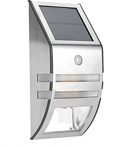 Niiyen Outdoor Solar Gartenlampe, Haushalt Hofbeleuchtung LED Straßenlaterne, Outdoor wasserdichte PIR Bewegungssensor Menschlicher Körper Induktion Wandleuchte(Silber Reinweiß)