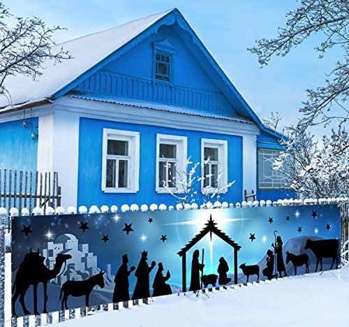 Krippe religiöse Weihnachtsbanner Dekoration - Heilige Krippe Weihnachten Hof Schild Banner für draußen 2022 Weihnachtsdekoration