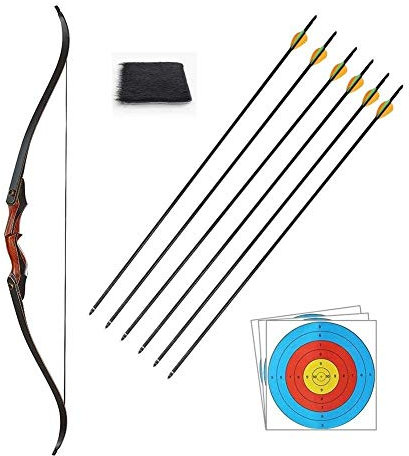 FZYE Bogen für Bogenschießen Anfänger Erwachsene Anfänger Outdoor Recurve Bogen und Pfeil, traditioneller Compoundbogen Abnehmbarer Langbogen Bogenschießen Kit für das Training
