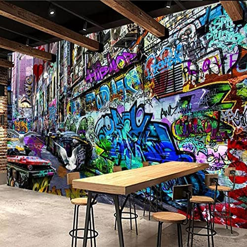 XTSWallpaper Fototapete 3D Effekt 360X250Cm Farbe Graffiti Buchstaben Vlies Tapete Moderne Wandtapete Wandbild Hintergrundbild Wanddeko Für Wohnzimmer Schlafzimmer Küche Büro Flur Dekoration