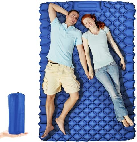 VISOOM Isomatte Camping 2 Personen, Luftmatratze Selbstaufblasend Outdoor Ultraleicht TPU Aufblasbare Matratze Auslaufsicher Wasserdicht mit Fußpresse Pumpe für Trekking Backpacking Strand(200X120X7)