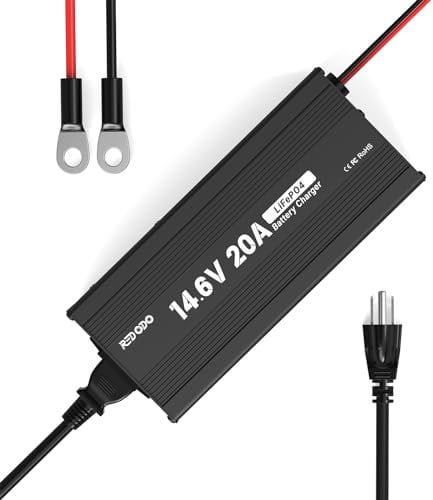 Redodo 14,6V 20A Chargeur de Lifepo4 Batterie pour Batterie Lithium Fer Phosphate, Charge Rapide, Efficacité de Charge Elevée, Conçu pour Charger Batteries LiFePO4 à Cycle Profond