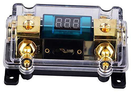 LiebeWH Porte-fusible 100A pour Disjoncteur de Voiture Numérique avec écran LCD 24V 100A Porte-fusible Audio Bloc de Distribution avec Couvercle Transparent