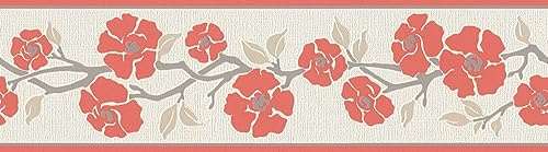A.S. Creation | Only Borders 11 | 384324 | Fleece Border | Floral Look | 5.00 x 0.17 m | Red | Wallpaper