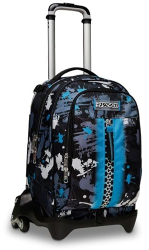 Seven Trolley Scuola Sganciabile Jack 2 Ruote, Grigio Blu, Colourjet, 3 in 1, Triplo Uso, Zaino con Carrello Sganciabile e Tasca Interna Porta Borraccia, Zaini e Trolley, Scuola, Bambini e Ragazzi