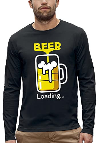 PIXEL EVOLUTION T-Shirt, langärmelig, Bierkrug, Beer Loading, Bierglas, Herren, Schwarz , 56