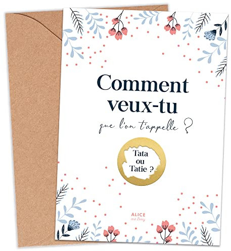 aliceandberry Carte à gratter Annonce de Grossesse Tata - Cadeau Future Tatie - Annonce Bébé Originale pour la Famille - Je suis Enceinte - Enveloppe fournie