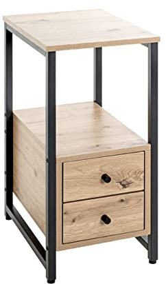 HAKU Möbel Beistelltisch Eiche, schwarz, Metall, Spanplatte - Maße: B 30 cm x H 63 cm x T 40 cm, Style: Modern