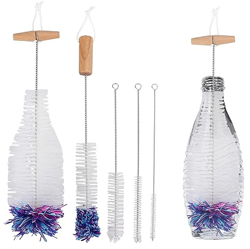 Lifuncren Flaschenbürste für Glasflaschen Flaschenreiniger, 5 Stück Flaschenbürste Kompatibel mit Sodastream Glasflasche, Flaschenbürste Lang für Glaskaraffe, Sodaflaschen, Babyflaschen (Weiß)