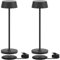 Klighten 2 Pezzi Led Lampada da Tavolo senza fili Dimmerabile, Touch Control Led Alluminio Ricaricabile Lampada da Scrivania Batteria, con Base di Ricarica Contatt, 3000K, IP54, Nero