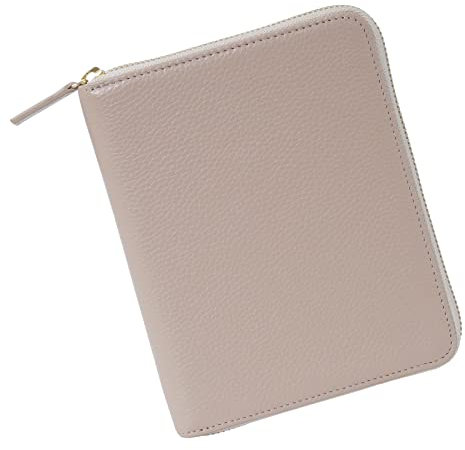 Moterm Reißverschluss-Lederhülle für A6-Notizbücher - passt für Hobonichi, Stalogy und Midori MD Planer(Kiesel-Taupe)