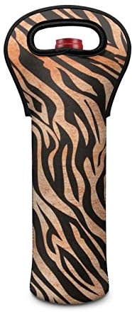 Wanyint Yellow Zebra Print Design Bottle Wine Tote Carrier with Handle Neoprene Wine Tote Bags Holder Cooler Wine Carriers