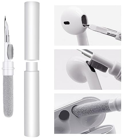 Cleaning Kit,3-in-1 Cleaning Pen Electronics Cleaning Brush Earphones Cleaner Accessories, Earphone Cleaning Kit,Wireless Earbuds Clean Penwith Soft Brush, Sponge, Metal Tip(White)
