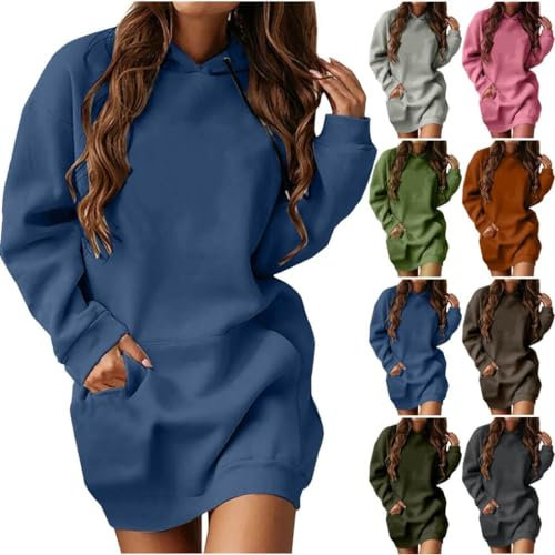 AMhomely Women's Hoodie Fall Winter Casual Long Sleeve Pocket Pullover Sweatshirt Dress Casual Sportswear Tops