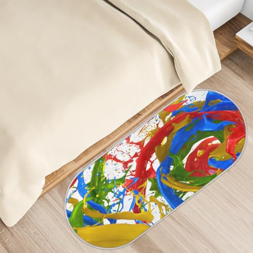 SEEKJOYS Shag Area Rugs for Bedroom Living Room Decor Spilled Paint Indoor Ultra Soft Fuzzy Plush Rug 50x120cm Art Graffiti Shaggy Throw Rug Anti-Skid Fluffy Carpet