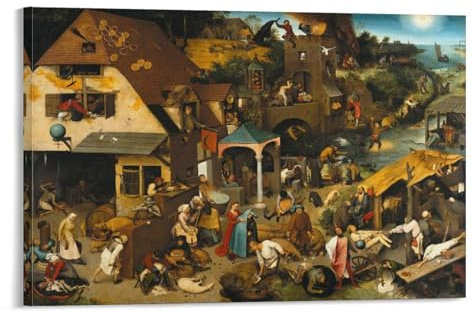 Pieter Bruegel The Elder Leinwand Bilder, Netherlandish Proverbs Wand Druck Gemälde Drucke Wandbilder, Modern Wall Art Poster Wohnzimmer Deko
