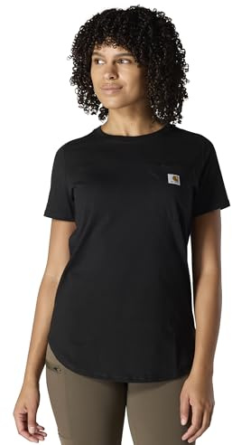 Carhartt Damen-T-Shirt, Übergröße, lockere Passform, mittelschwer, mit Taschen, Schwarz, Groß