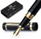 Wordsworth & Black Primori Füllfederhalter-Set [Schwarz Gold]; Feine Feder, Geschenk-Etui, 24 Tintenpatronen, Nachfüllkonverter, Anleitung; Tagebuchführung, Kalligrafie, Flüssiges Schreiben