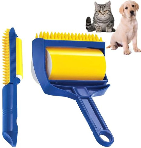 Stick It Roller,Washable Silicone Stick It Pet Hair Remover Roller,Reusable Sticky Lint Roller, Pet Hair Remover Roller with Extra Travel, for Pet Hairs, Clothes, Carseats, Carpet, Furniture