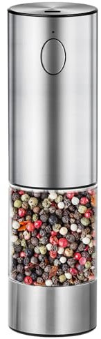 Newise Electric Salt and Pepper Grinder Rechargeable with Light, Electric Salt and Pepper Shakers, Automatic & Adjustable Coarseness, Kitchen Gadgets, Stainless Steel