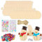 Xiujuers 10 Stück Schneemann Holz Bastelset, DIY Bastelset Weihnachten Kinder, Schneemann aus Holz Weihnachtsdekoration, Schneemann Bausatz, Weihnachtsdeko Bastelset, Kinder Weihnachts Idee Geschenke