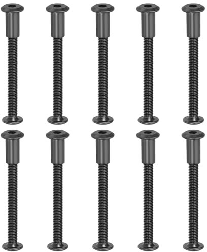 PATIKIL M6 x 60 mm Vis Chicago à Tête Hexagonale, 20 Ensembles Vis de Fixation pour Boulons, Écrous à Tête Creuse, pour Scrapbooking, Ceinture, Album Photo, Réparation de Meubles, Noir