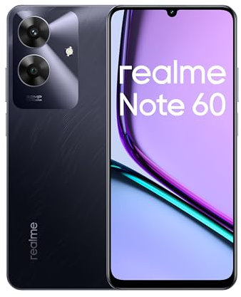 realme Note 60 Dual SIM 4G Smartphone, 128 GB di memoria, 4 GB di RAM, display da 6,7 pollici a 90 Hz, fotocamera da 32 MP, batteria da 5000 mAh, IP64 resistente alla polvere e agli spruzzi, 12 mesi