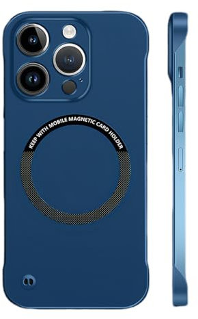 Frameless Matte Ultra Thin Magnetic Case for Iphone 16 Pro Max, 16/15/14/13, Hard Pc Slim Case Compatible with Magsafe (Blue,for iPhone 16)