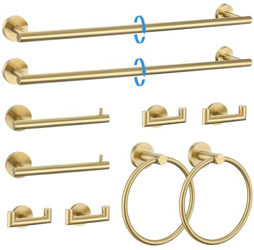 Lot de 10 porte-serviettes en or brossé 60 cm