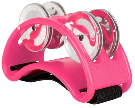 Sefdrert Powerful Sound Foot Tambourine Adjustable Foot Tambourines with Musical Instrument for Performance Singing Pink-Colour