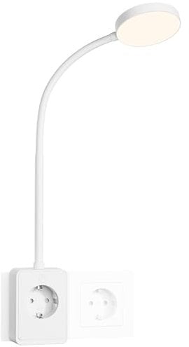 ENUOTEK Apliques para lectura Blanca Regulable, Lámpara de mesilla regulable con USB y Tipo C, Temperatura de Color Ajustable 3000K-4000K-5000K, Lámpara de Lectura de Pared 4.5W con enchufe y clavija