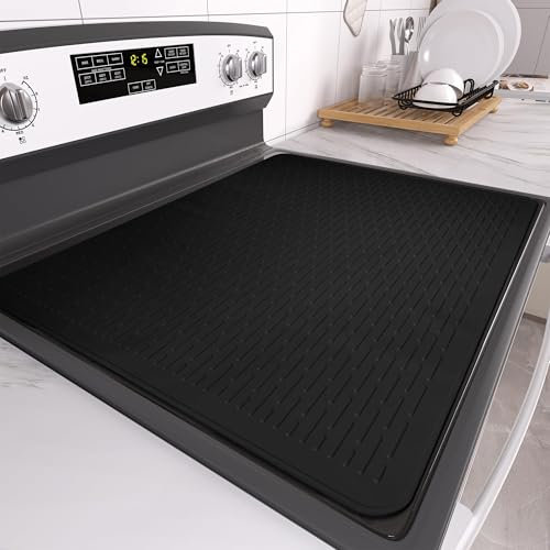 LeKuni Placa protectora de vitrocerámica de 71 x 50 cm, resistente al calor, resistente a los arañazos y al agua, para Counter- Stove Cov, color negro